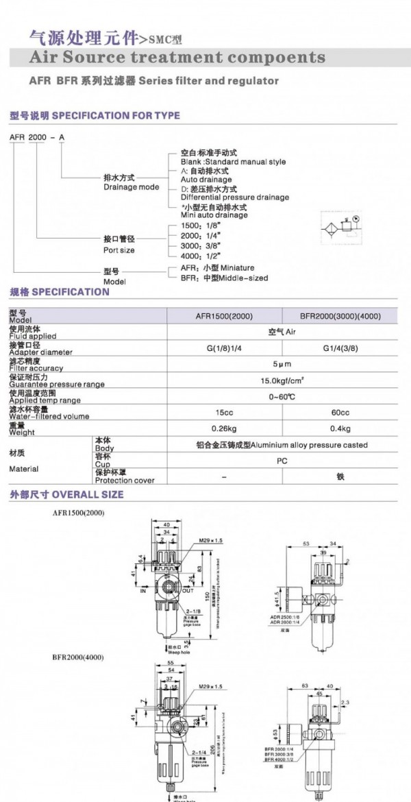 DONT過濾調(diào)壓器 AFRBFR系列